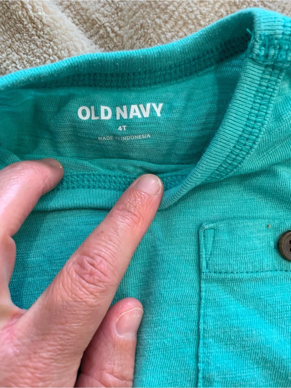 Old Navy 4T Aqua Button Pocket Tee